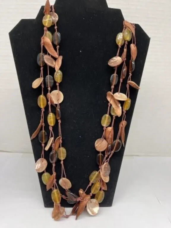 Modern String Necklace Made from 3 Doubled