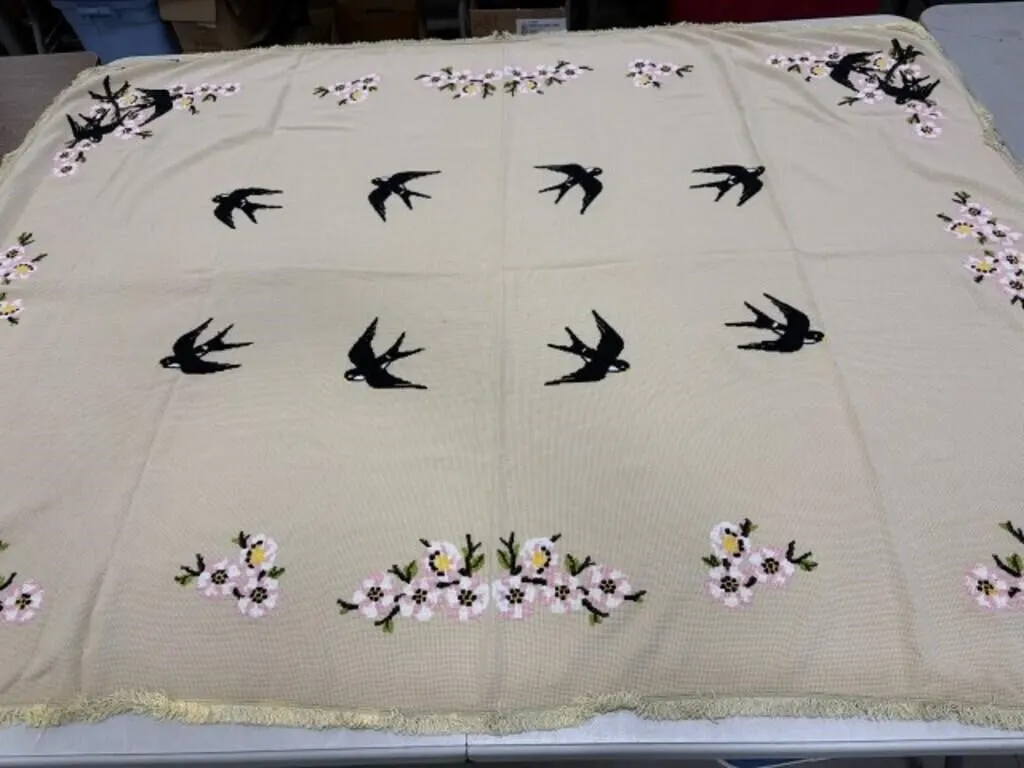 Cross-Stitched Textile, 73x53 "
