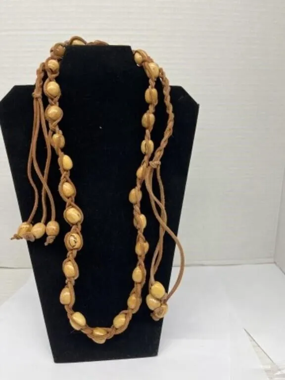 Very Large Bone and Wooden Ball Necklace. The