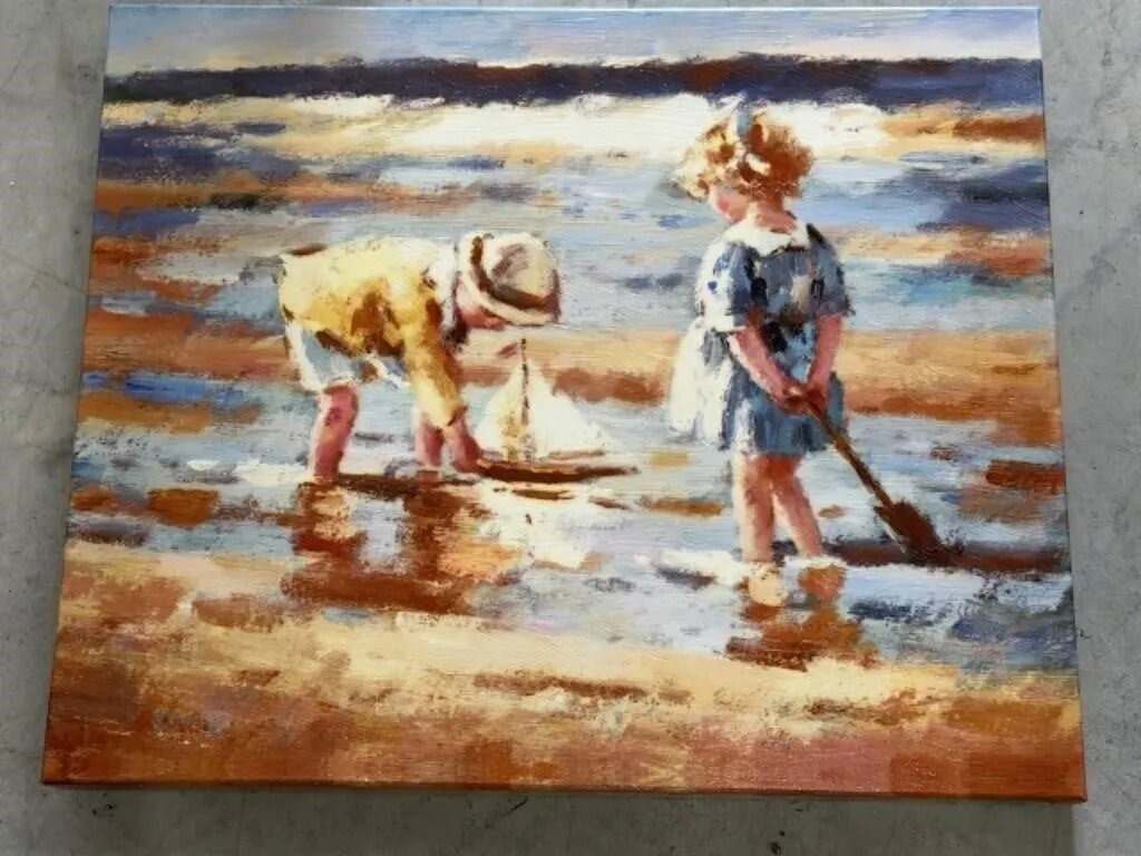 Decorator Print on Canvas - Children on the Beach