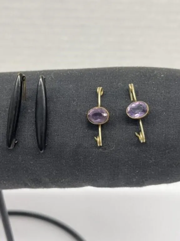 Pair of "Pins" Each Set with a Single Facet Cut