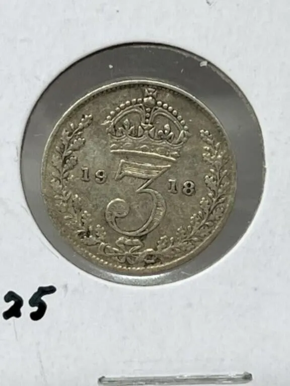 1918 G B 3 Pence - Silver