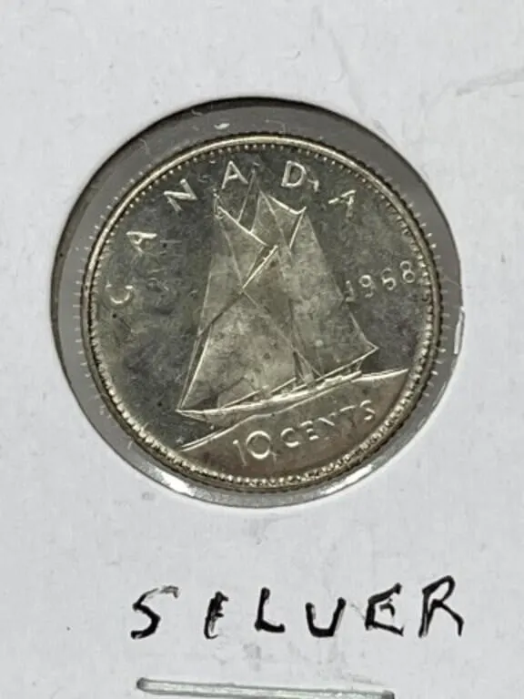 1968 Cdn Silver 10 Cents