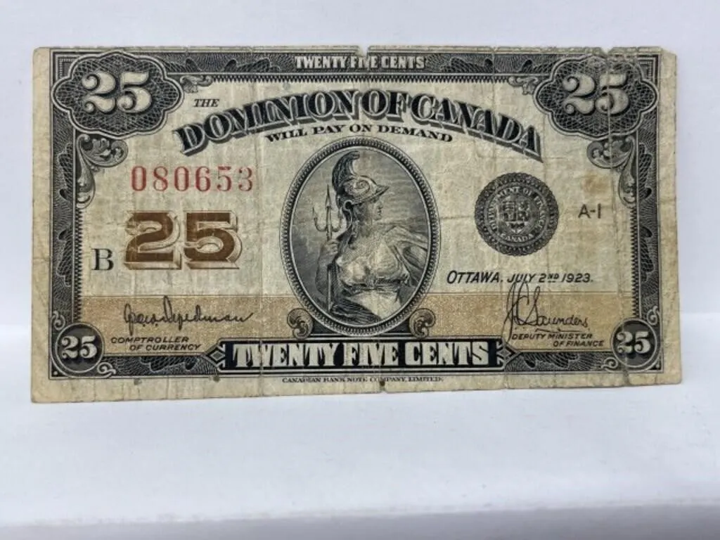 1923 Cdn 25 Cent Bill - Hydman/ Saunders