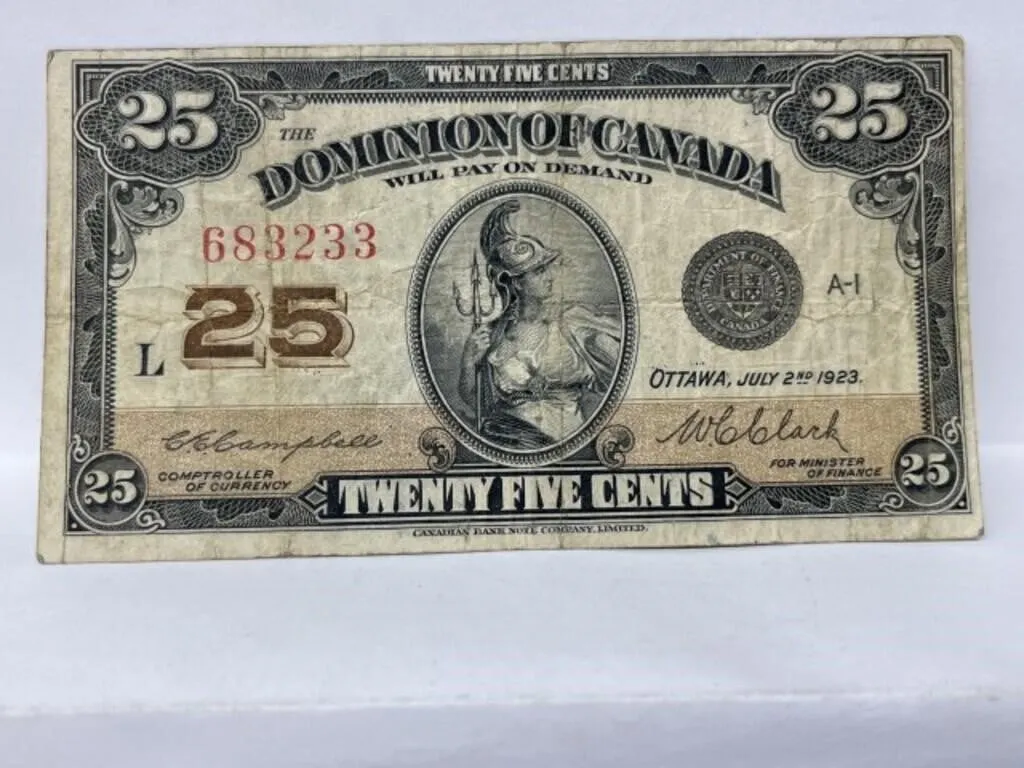 1923 Cdn 25 Cent Bill - Campbell/ Clark