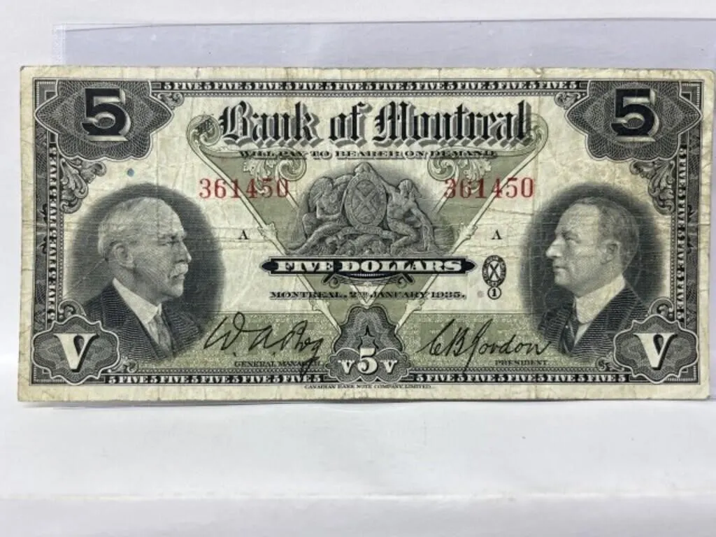 1935 Bank Of Montreal $5 Bill - Bog/ Gordon