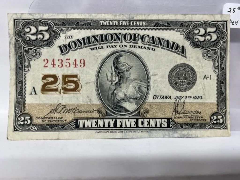 1923 Cdn 25 Cent Bill- Mcavour/ Sanders