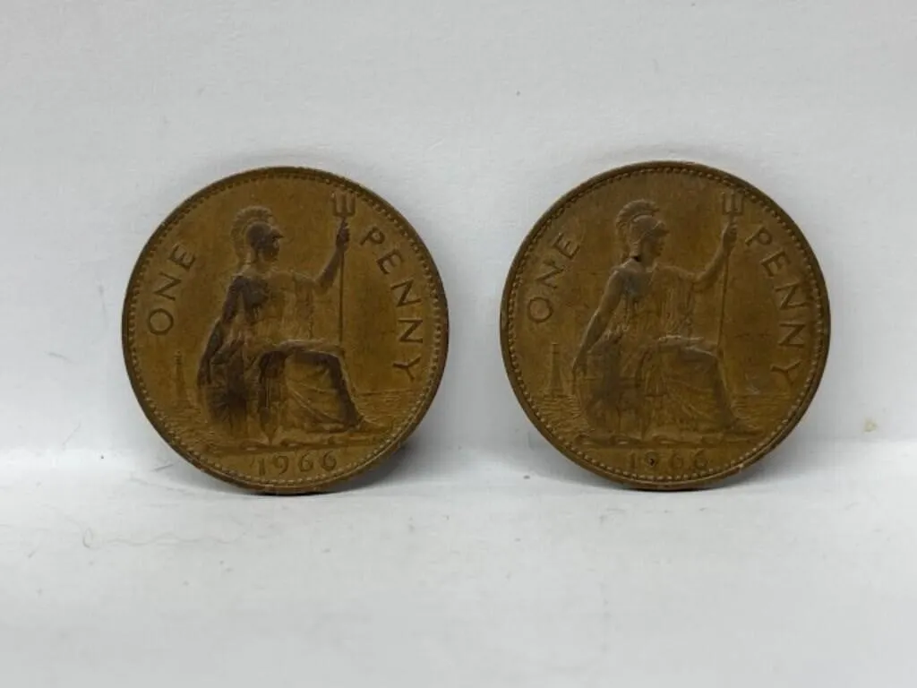 2 X 1966 G B Large Penny
