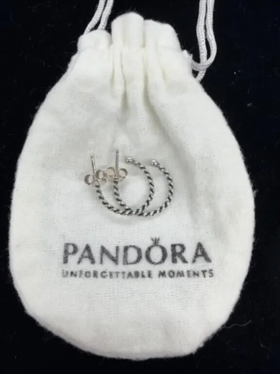 Pandora Sterling 925 Silver 5/8 " Hoop Earrings