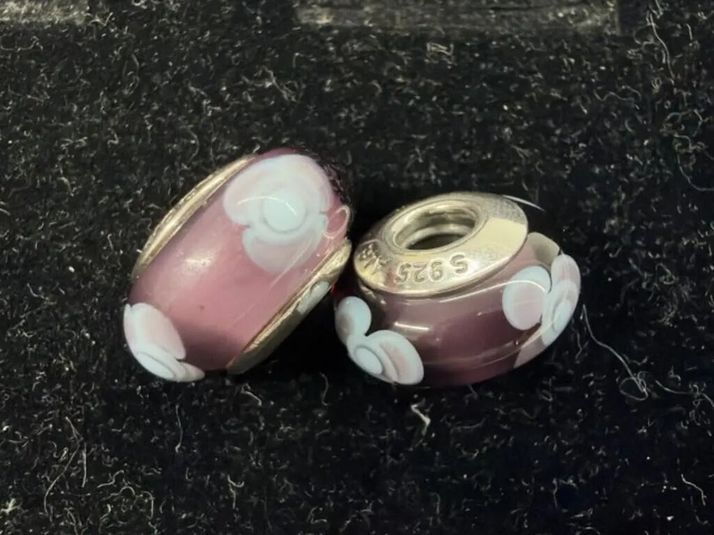 2x Retired Pandora Sterling 925 Silver & Murano