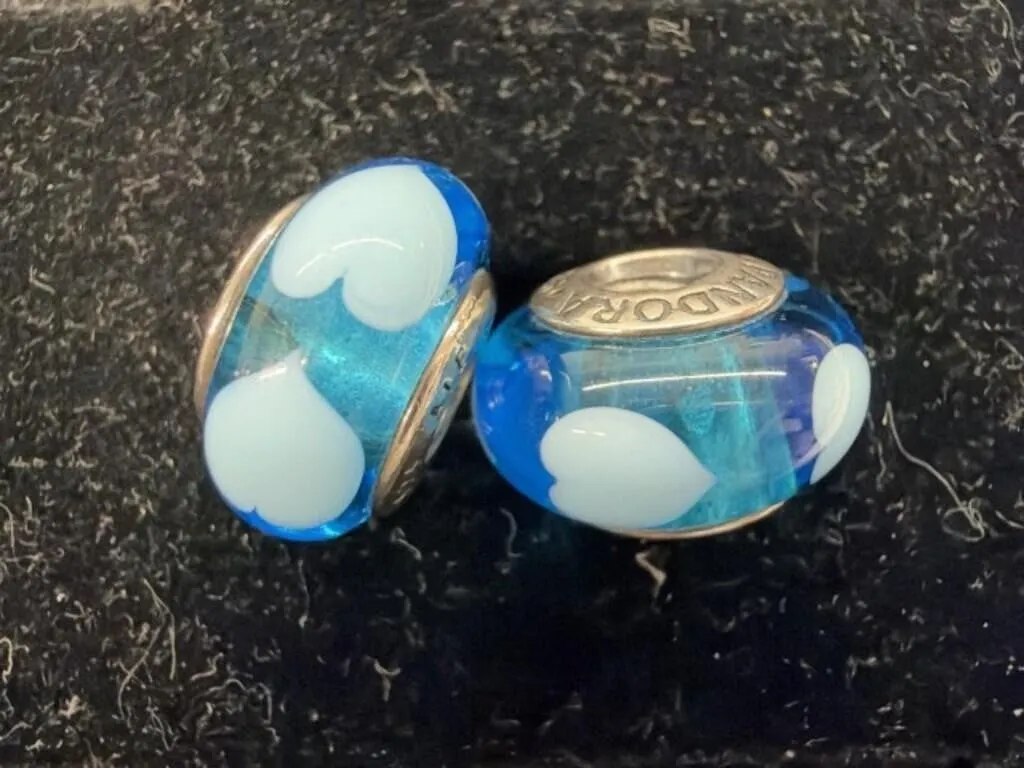 2x Retired Pandora Sterling 925 Silver & Murano