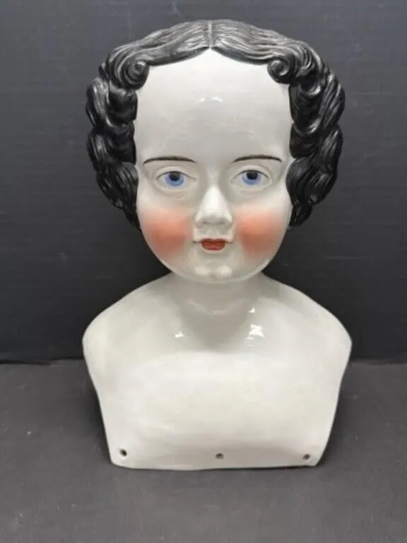 Antique Porcelain Shoulder Head Bust, 11 ".