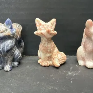Pink Opal, Red Line Jasper & Sodalite Foxes (3)