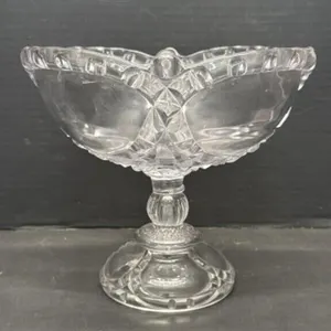 Antique Pressed Glass Pedestal Compote Bowl