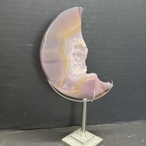 Agate Crescent Moon with Stand, 8.5 "