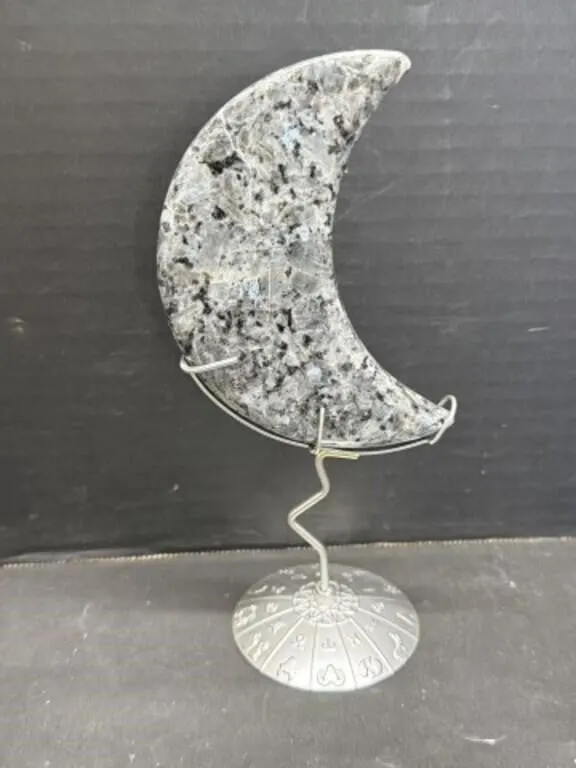 Yooperlite Crescent Moon with Stand, 8 "