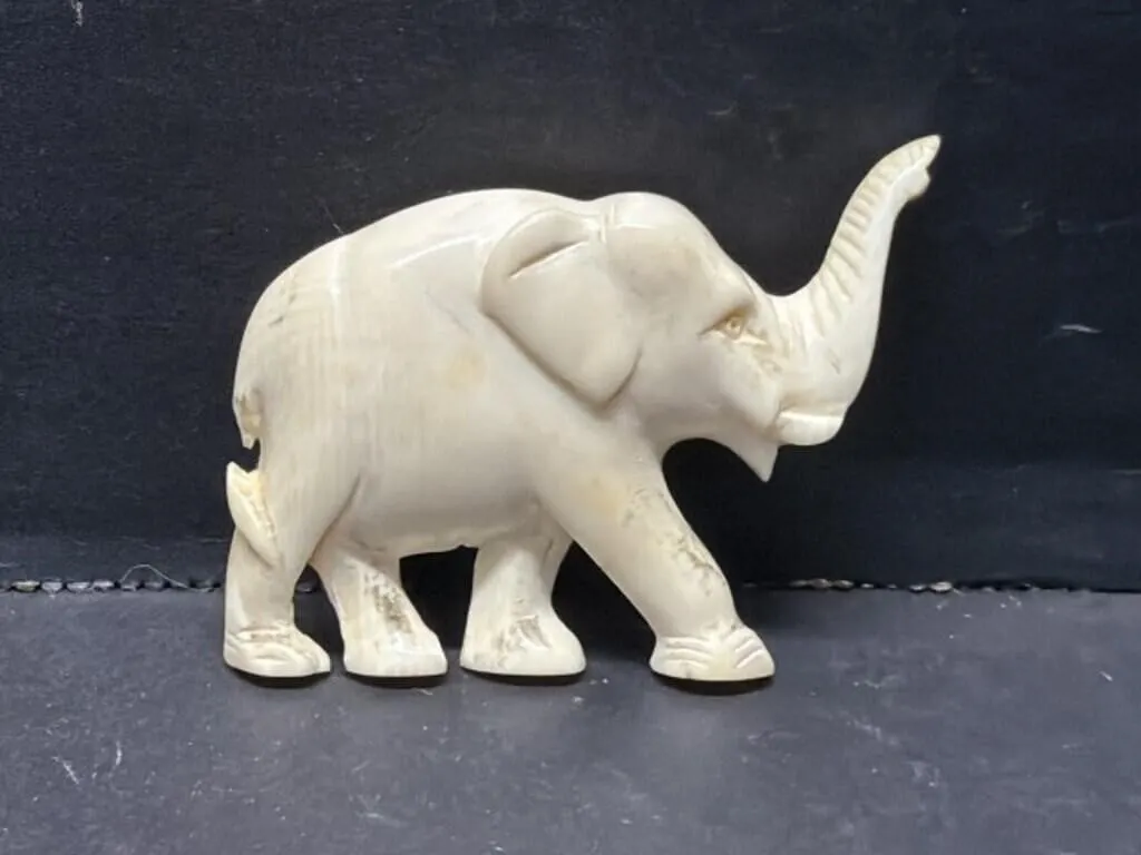 Carved Ivory Brooch in Elephant Form