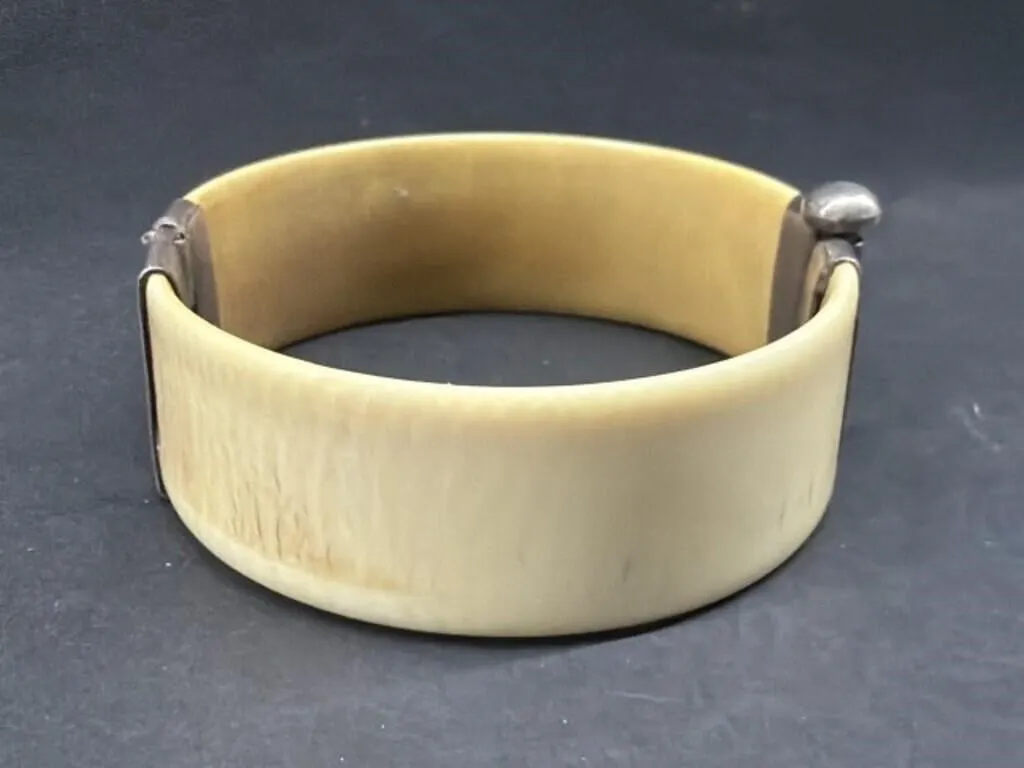 Vintage Ivory Cuff Bracelet Hinged in the Middle