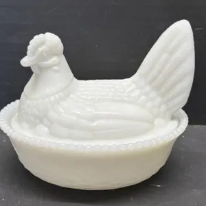 Milk Glass Hen in a Nest