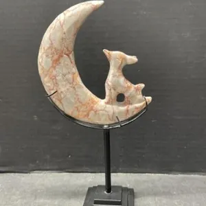 Red Line Jasper Moon with Fox on Stand, 11 "