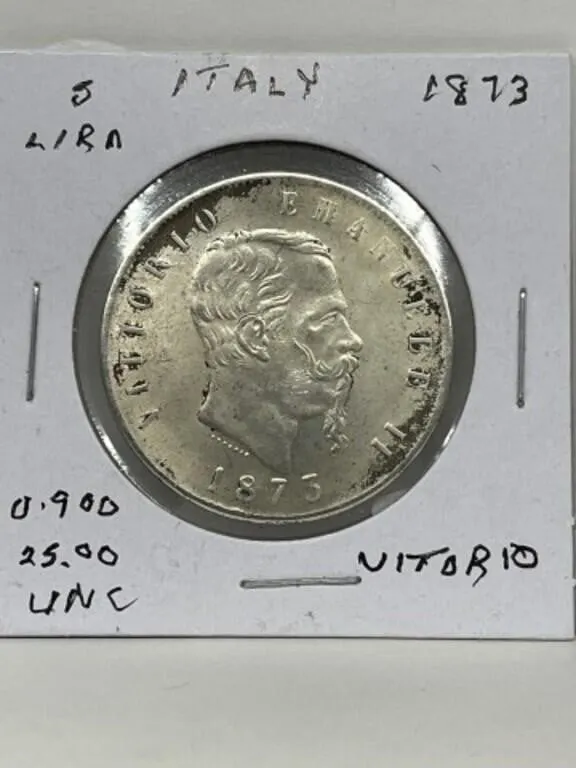 1873 Italy 5 Lira