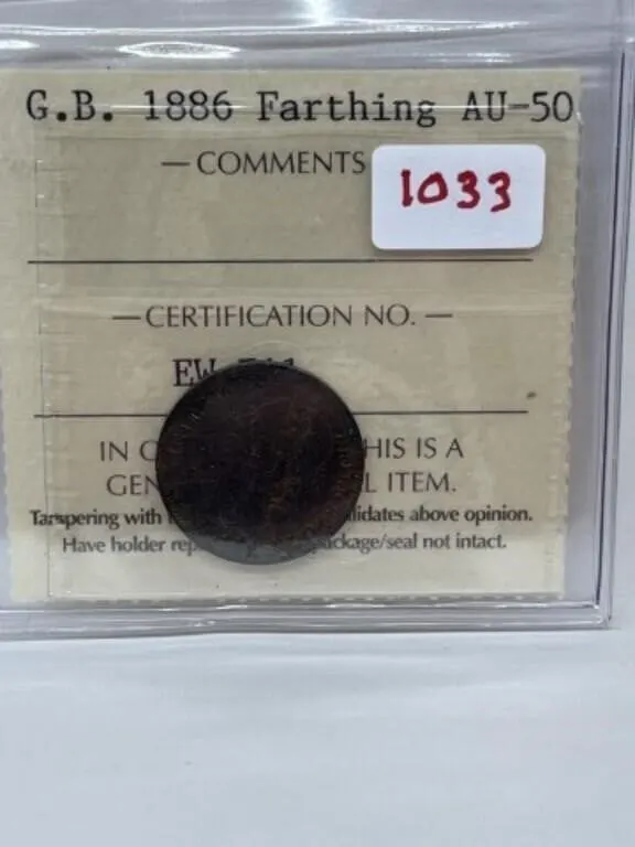 1886 Iccs British Farthing - Au 50
