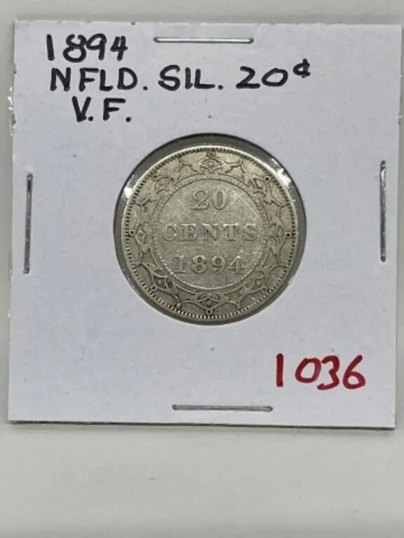 1894 Nfld Silver 20 Cents - Vf