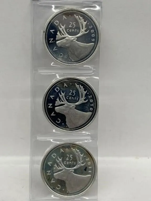 2009, 10, 11 Fine Silver Proof 25 Cent