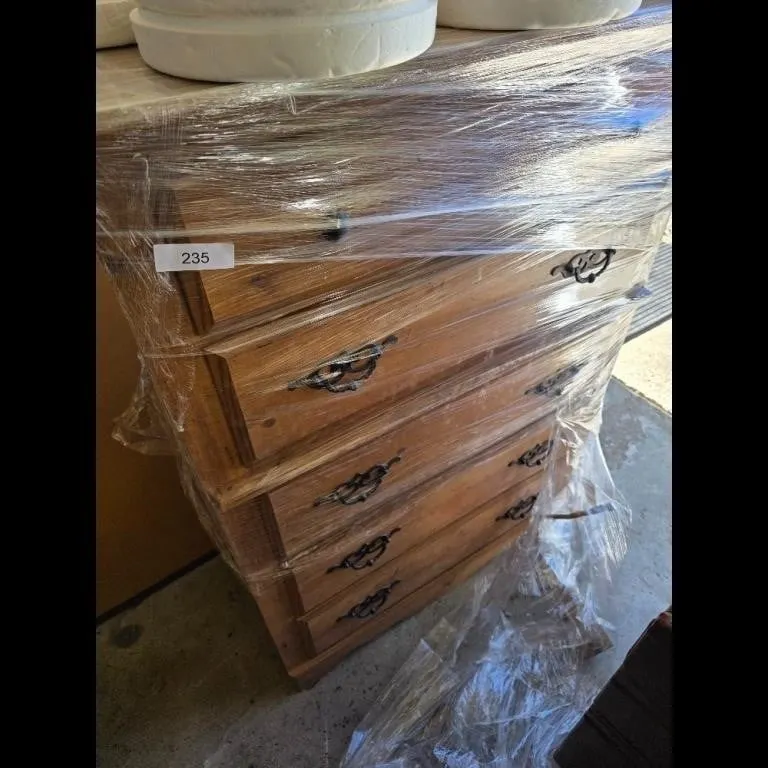 Vintage Brown Wooden Dresser - 5 Drawers