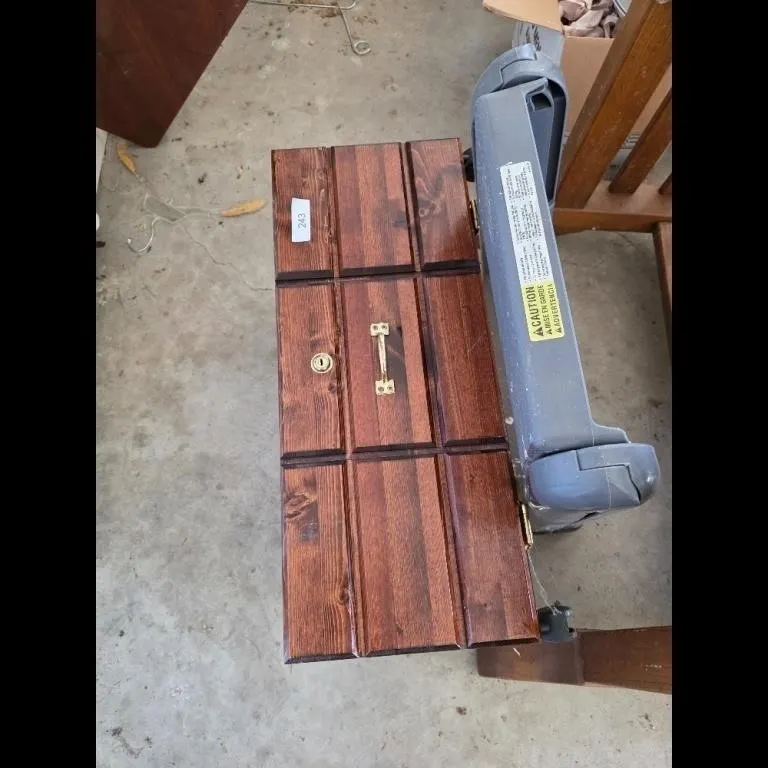 Vintage Wooden Chest Secure Storage Brass Hardwa