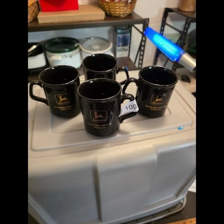 Set of 4 John Deere Miller Implement Co. Black Cof
