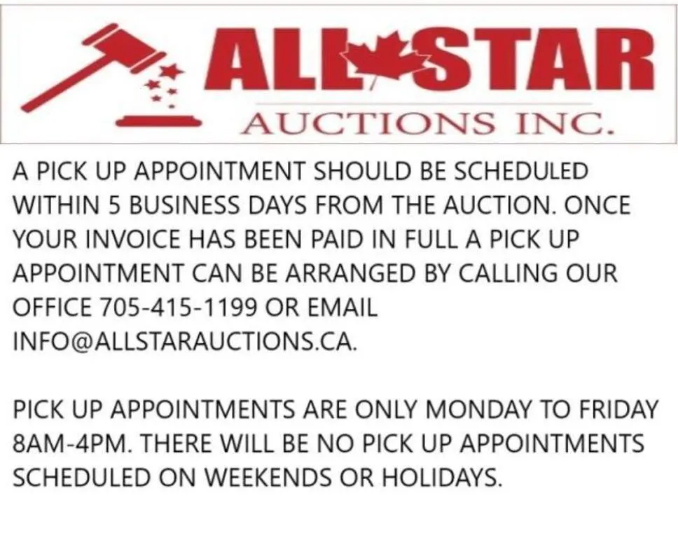 PICK UP SCHEDULE BY APPOINTMENT ONLY