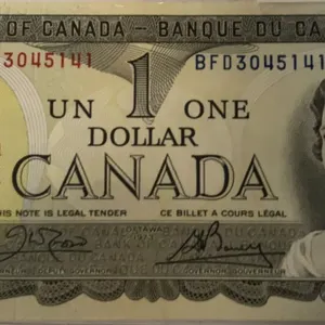 1973 CRISP UNCIRCULATED LAST OF MULTICOLORED CANADA $1 BILL