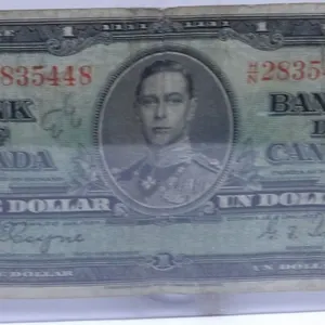 1937 CANADA KING GEORGE VI LAST OF $1 BILLS