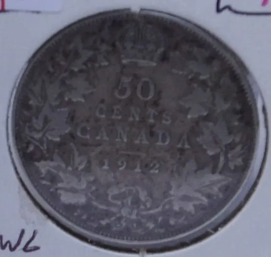 1912 CANADA KING GEORGE V SILVER HALF DOLLAR