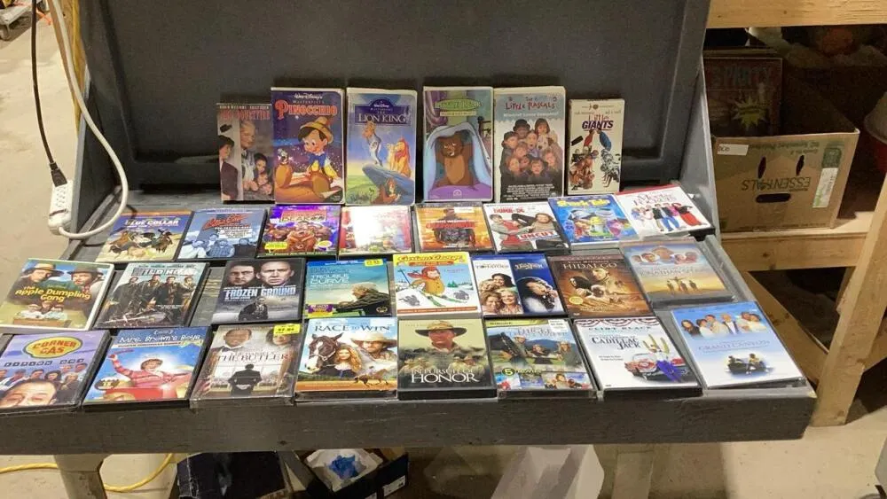 BOX OF VHS + DVD MOVIES