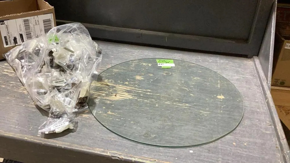 BOX W/ 70 CABINET DOOR HARDWARE + 20”ROUND PLEXIGLASS