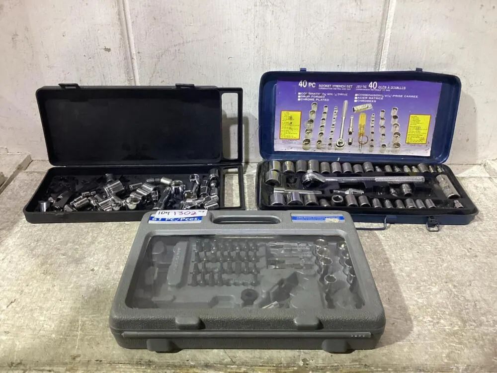 (3) SETS OF SOCKETS, DRILL BITS & WRENCHES