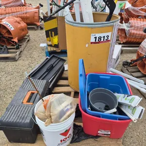 Pallet w/ Assorted Gardening Supplies and Storage Totes