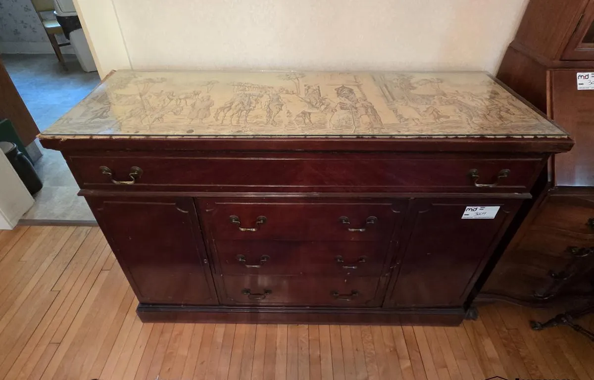 Wood Sideboard w/ Glass-Covered Tapestry Top
UNRESERVED