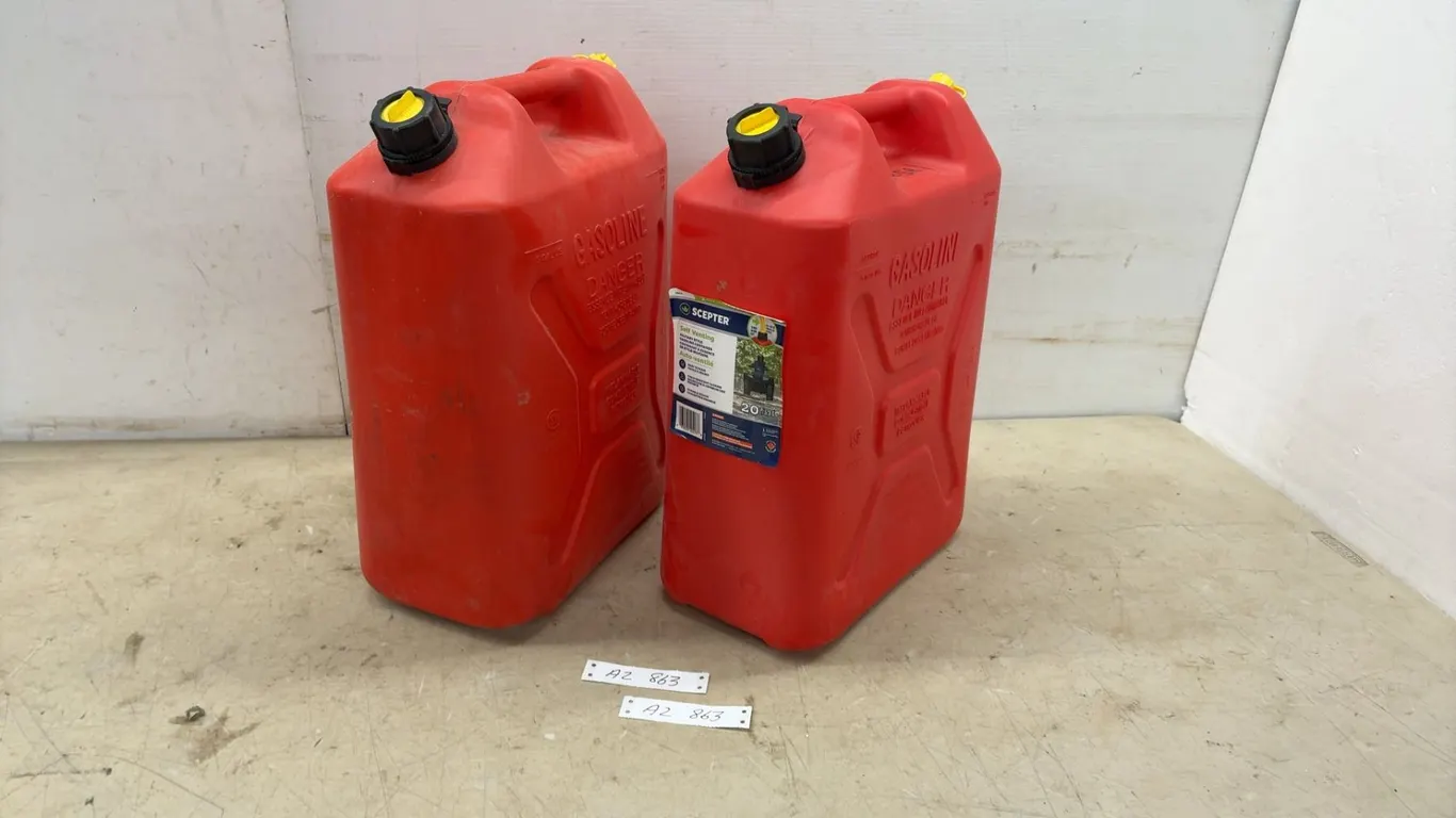 Two Scepter 20 L Self-Venting Plastic Diesel Containers