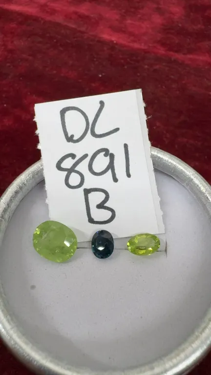Natural Blue Tourmaline, Green Grossular Garnet, and Green Peridot Gemstones