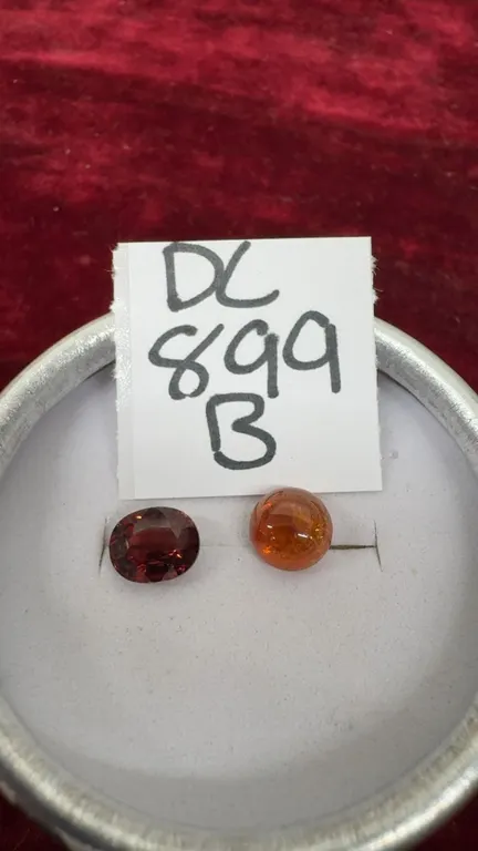Purplish Pink Rhodolite Garnet and Orange Spessartite Garnet Gemstones