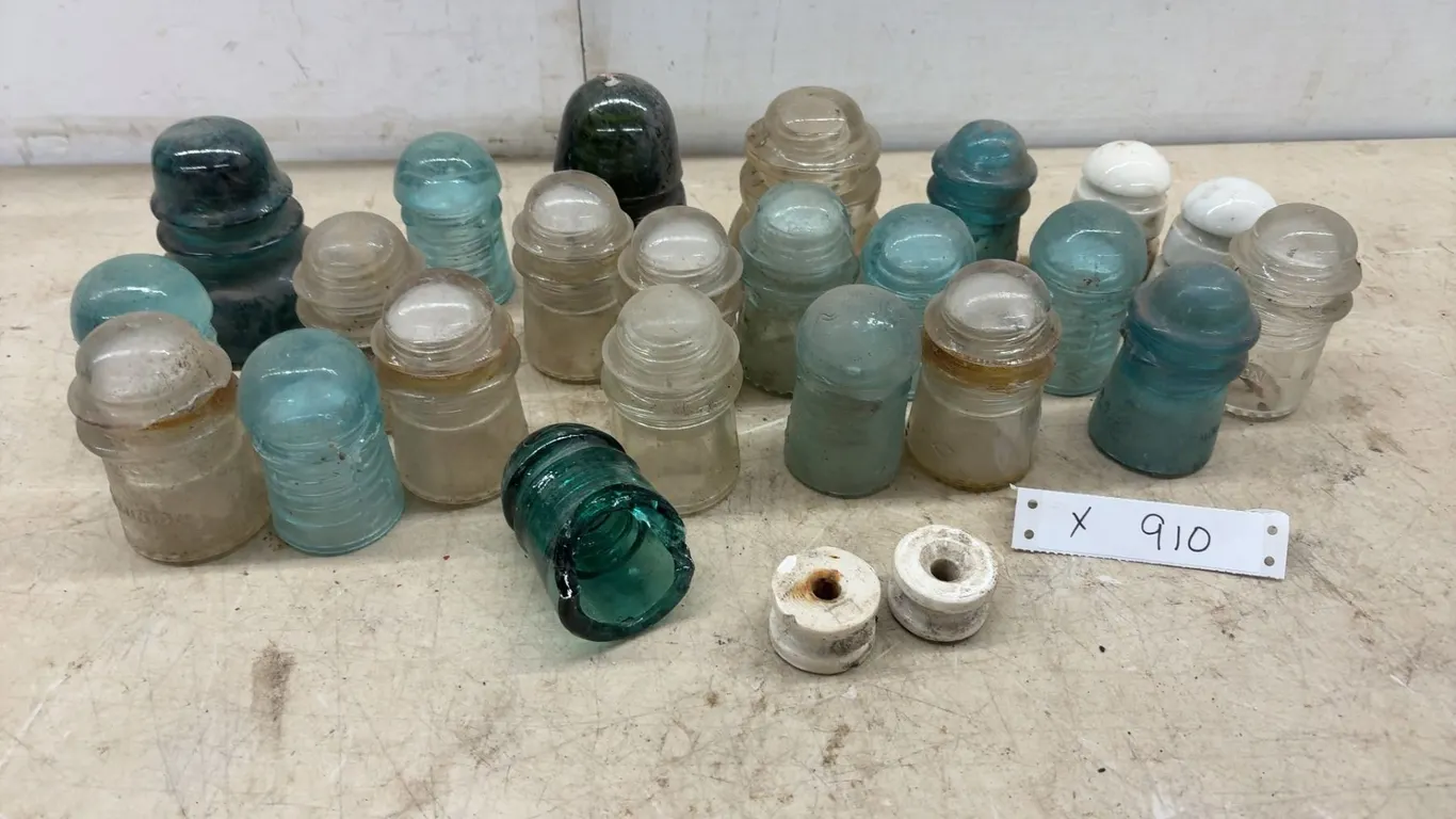 Antique Glass and Ceramic Pin-Type Insulators Including Dominion, Hemingray, Brookfield