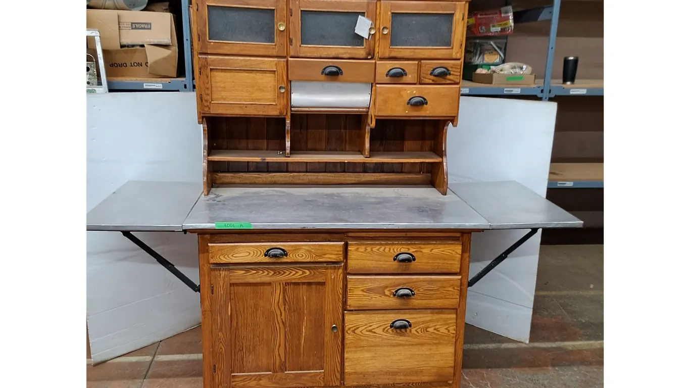 *Vintage Wooden Hoosier Kitchen Cabinet On Wheeels 72"x26"x72" ( cannot ship)