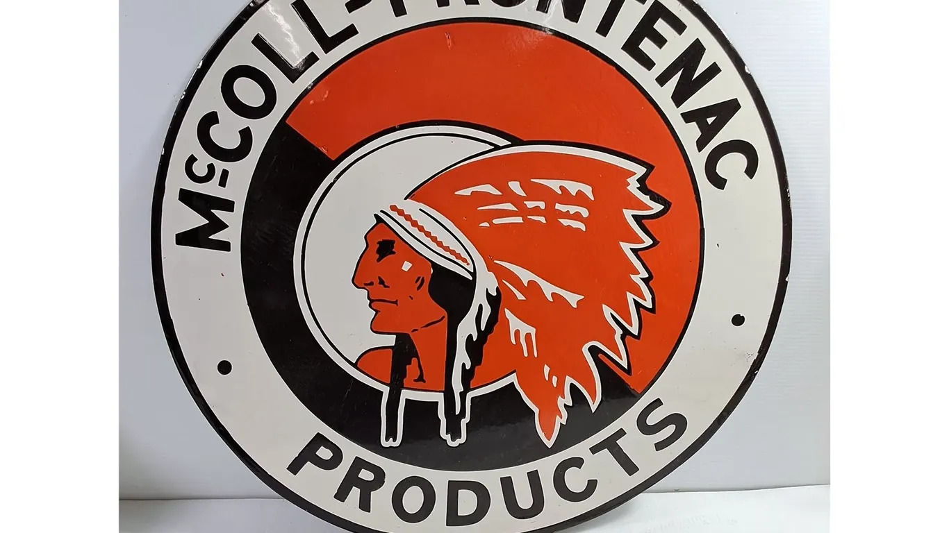 McColl Frontenac Double Sided Porcelain Service Station Sign-30" in Diameter