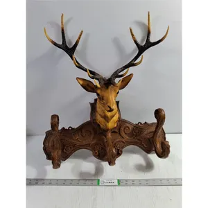Vintage Faux-wood Molded Plastic Deer Head Coat and Hat Rack