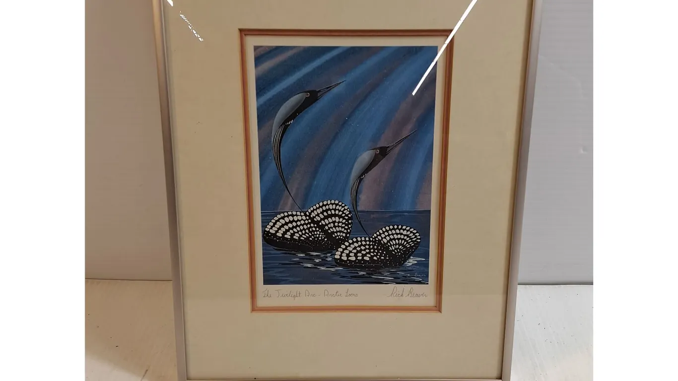 Framed Print "The Twilight Arc-Arctic Loons" by Rick Beaver 10"x13"