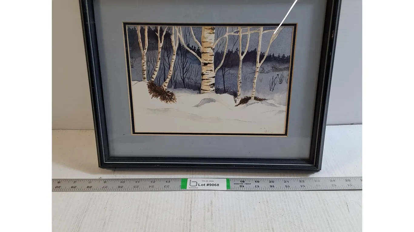 Stylized Watercolor of Winter Forest Landscape By Canadian Gordon Dueck-15"x13"