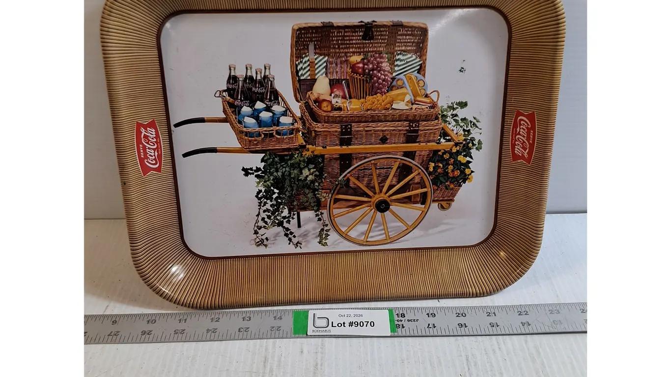Vintage 1958 Coca Cola "Picnic Cart" Metal Serving Tray